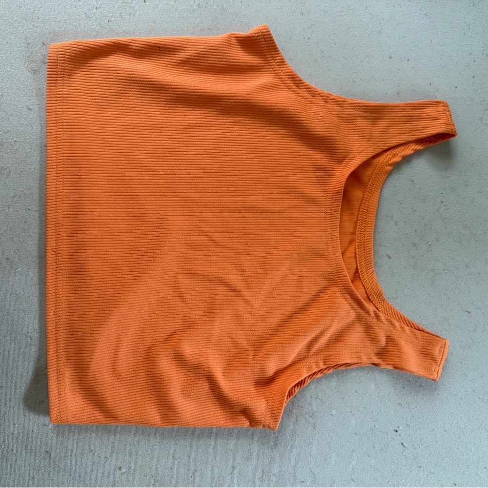 Vibrant Orange Ribbed Tank Top
